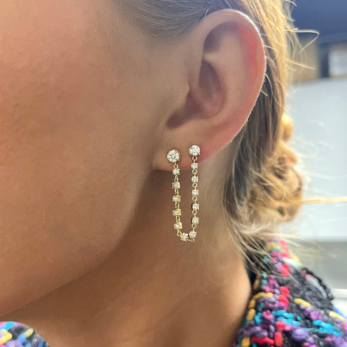 Wilhelmina Double Piercing Diamond Stud Earring