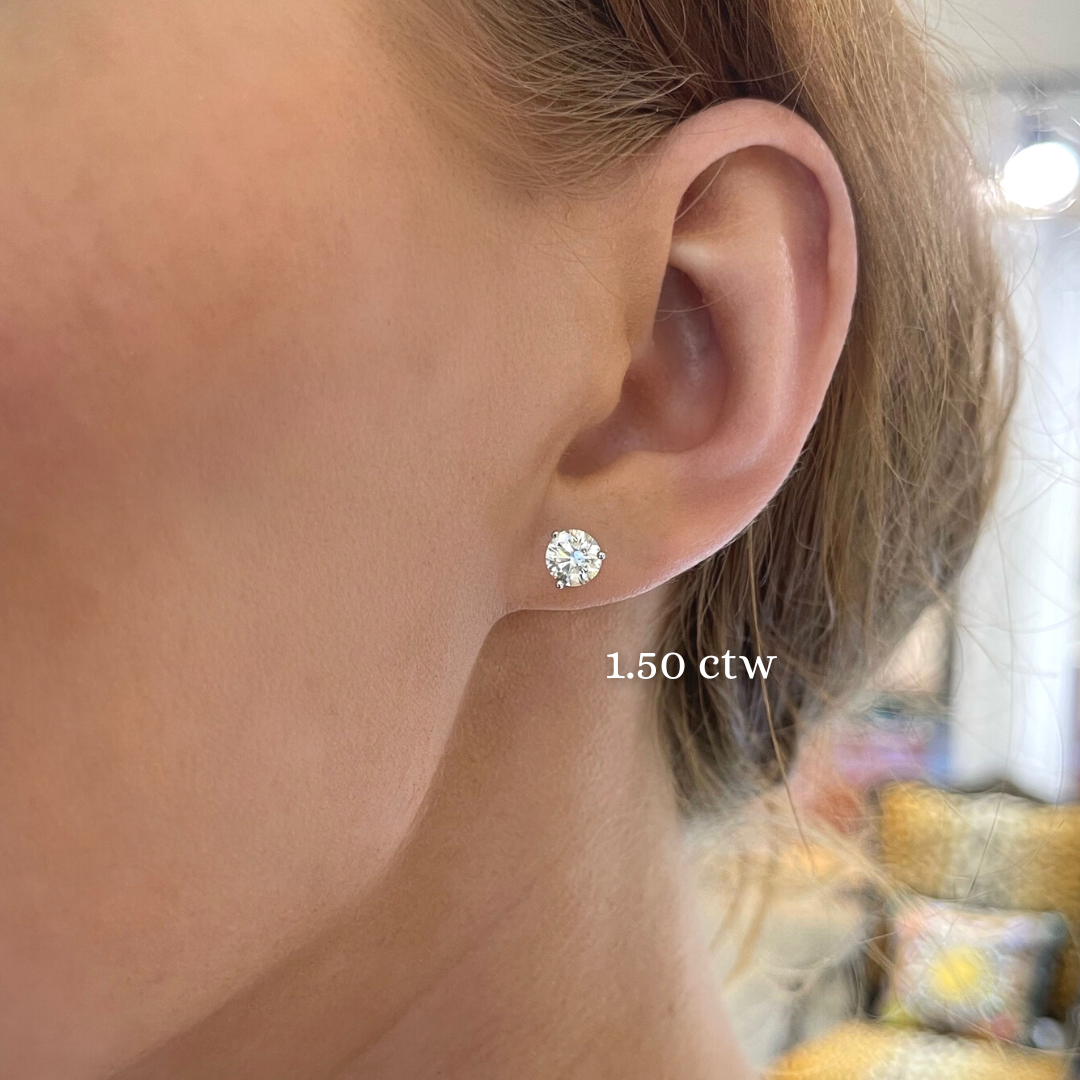 Stud Natural Diamond EarringsCatch-Silicon
