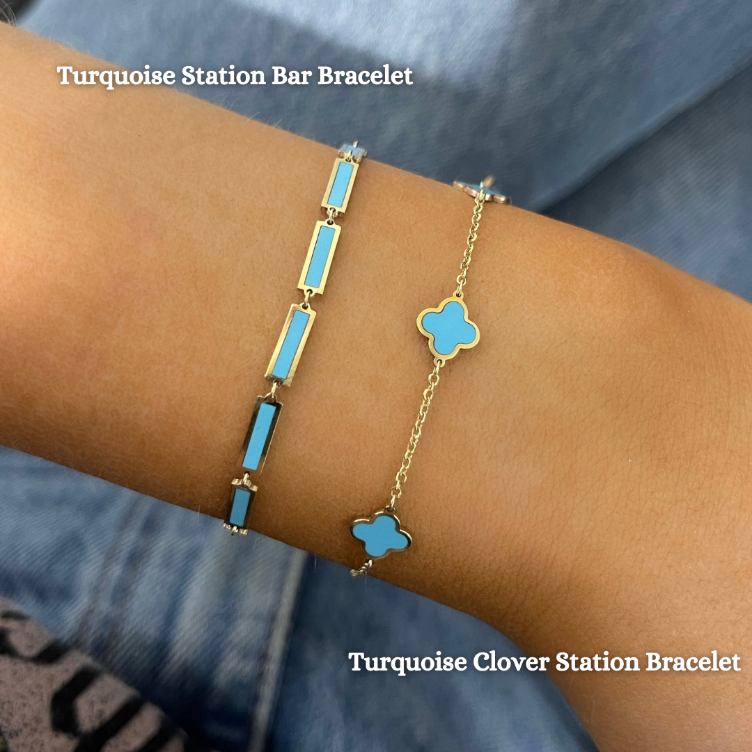 Turquoise Clover Station Bracelet