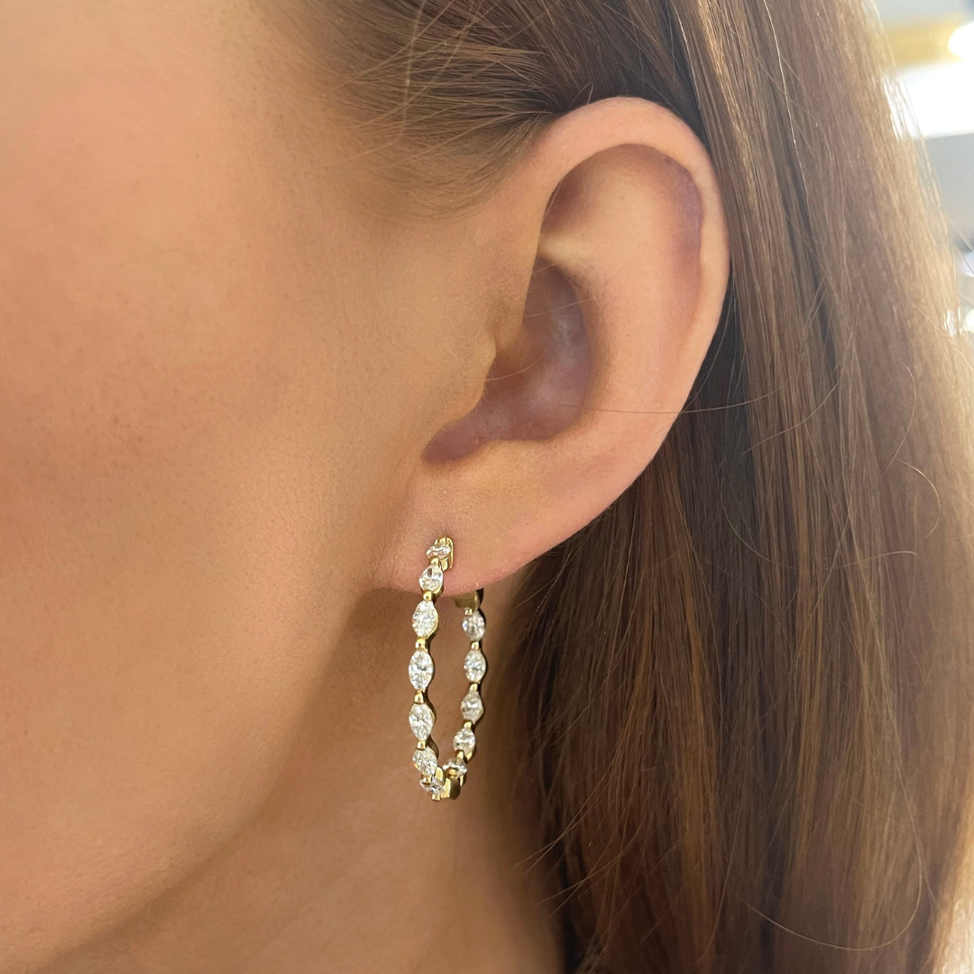 Viola Marquise Double Sided Diamond Hoop Earrings 2.60 ctw