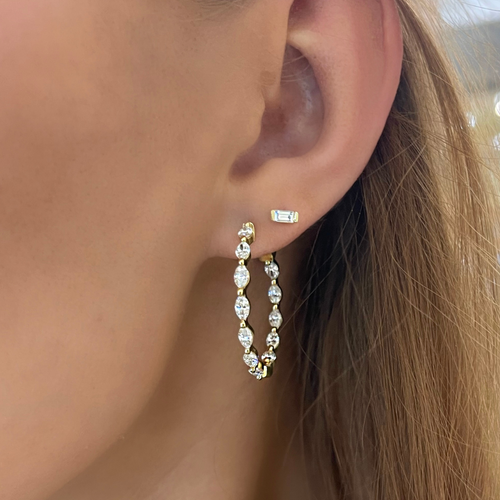 Viola Marquise Double Sided Diamond Hoop Earrings 2.60 ctw