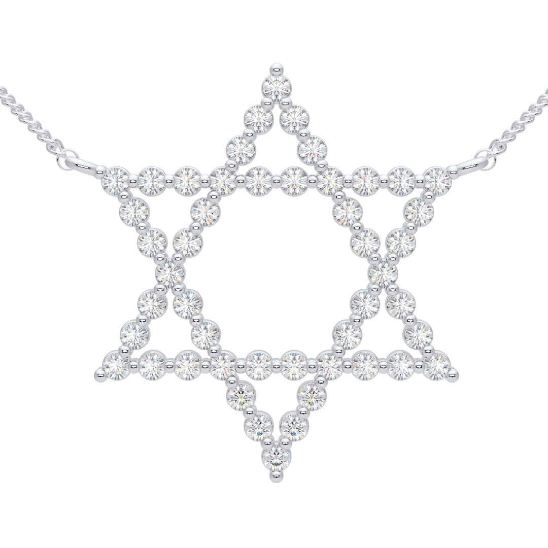 Charlie Cloud® Floating Star of David Diamond Necklace 0.89 ctw