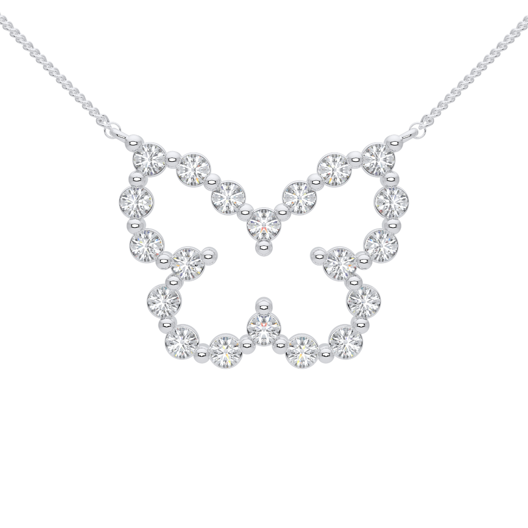 Double Butterfly Silhouette Diamond Pendant, White Gold - Graff