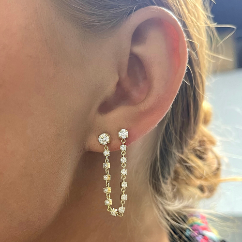 Wilhelmina Double Piercing Diamond Stud Earring