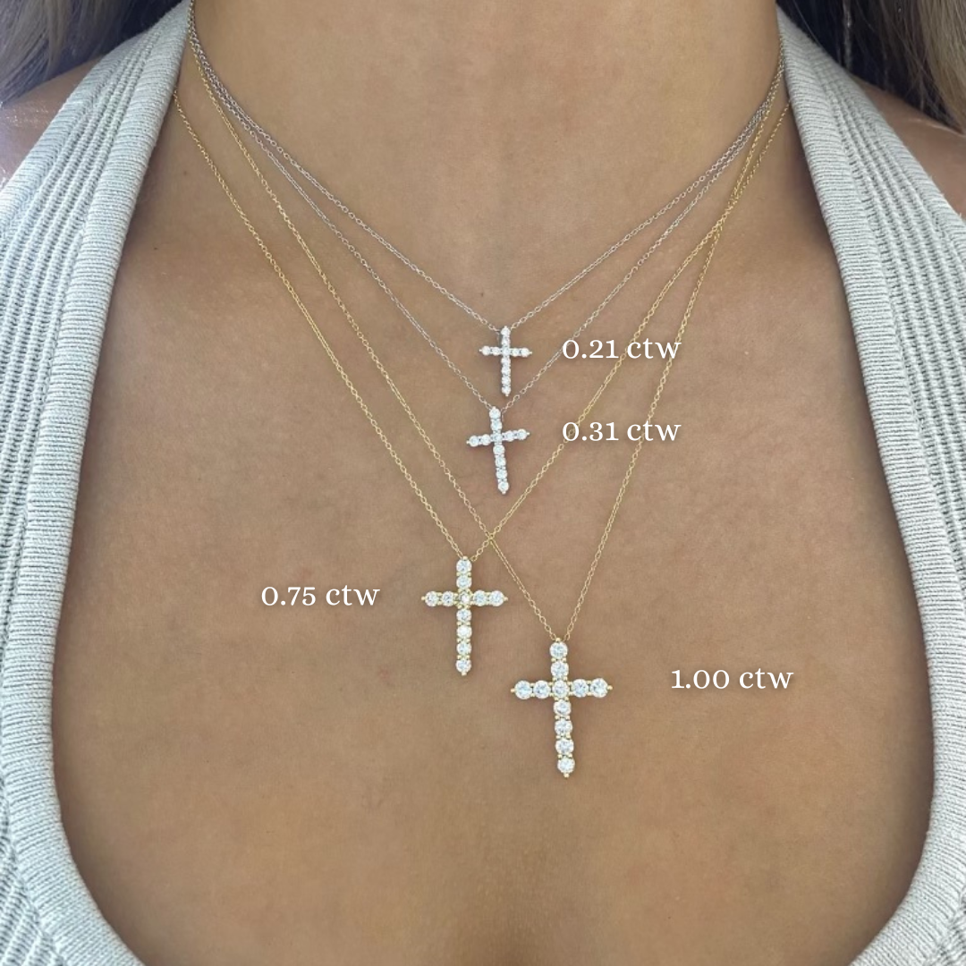 Georgie Two Prong Diamond Cross Necklace RW Fine Jewelry