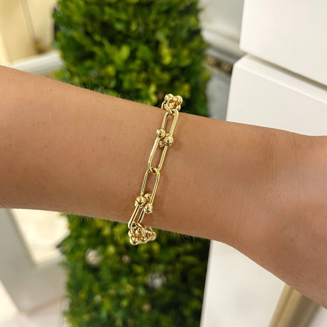 Womens 18k Link Bracelet Hardware Chain Bracelet Golden Bracelet Hardware  Link Bracelet