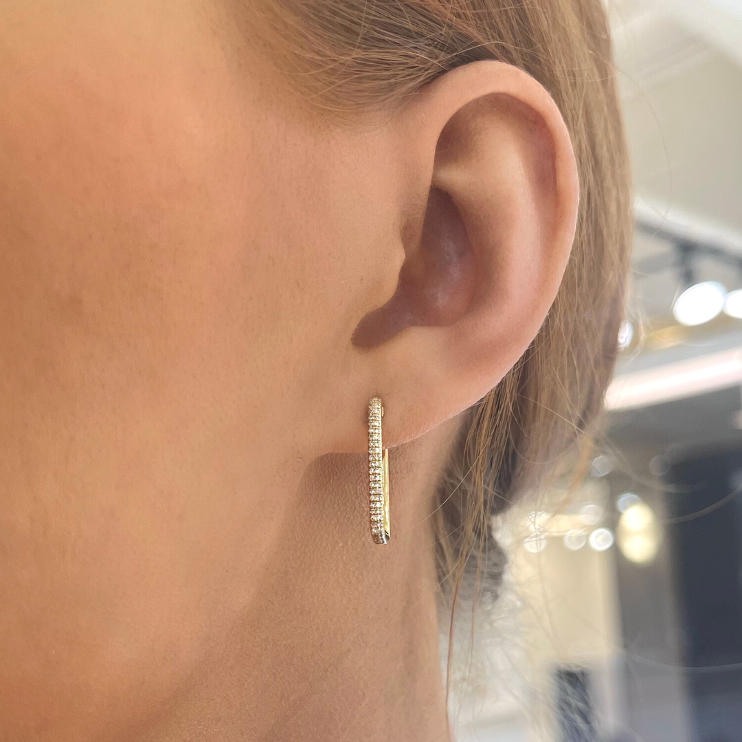 Karsen Rectangular Diamond Huggie Earrings
