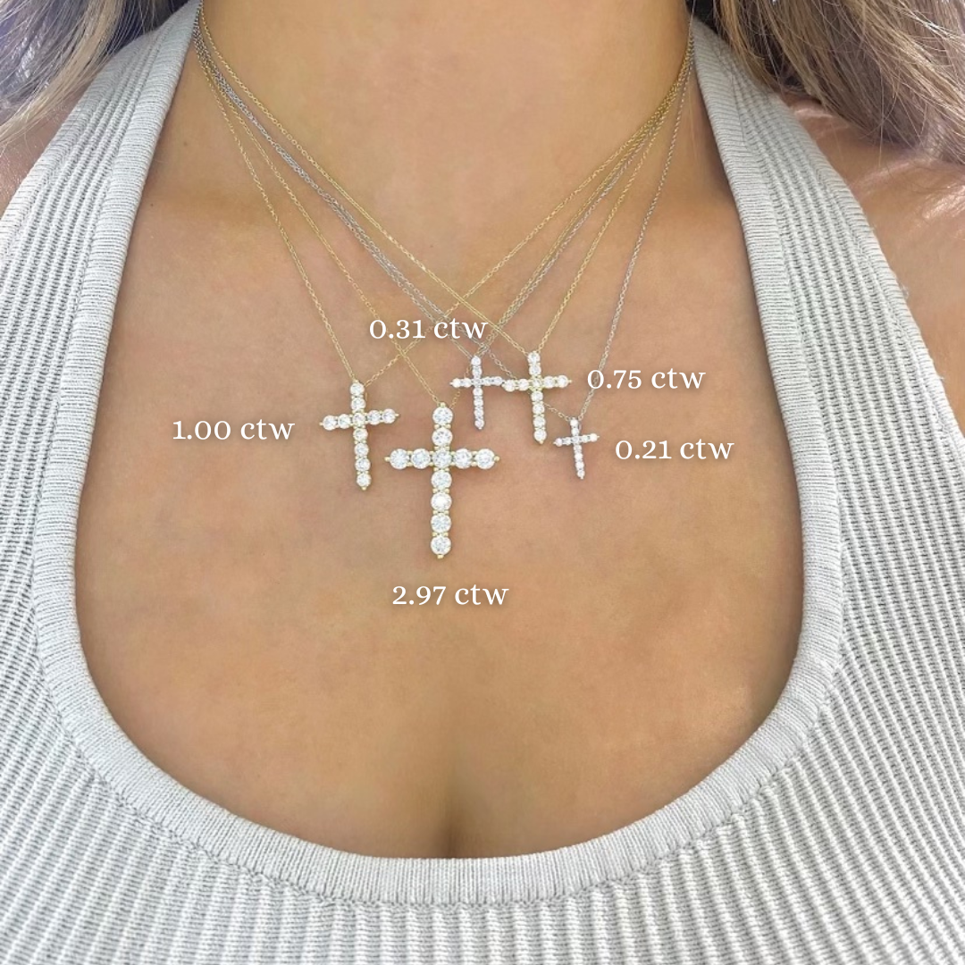 Georgie Two Prong Diamond Cross Necklace