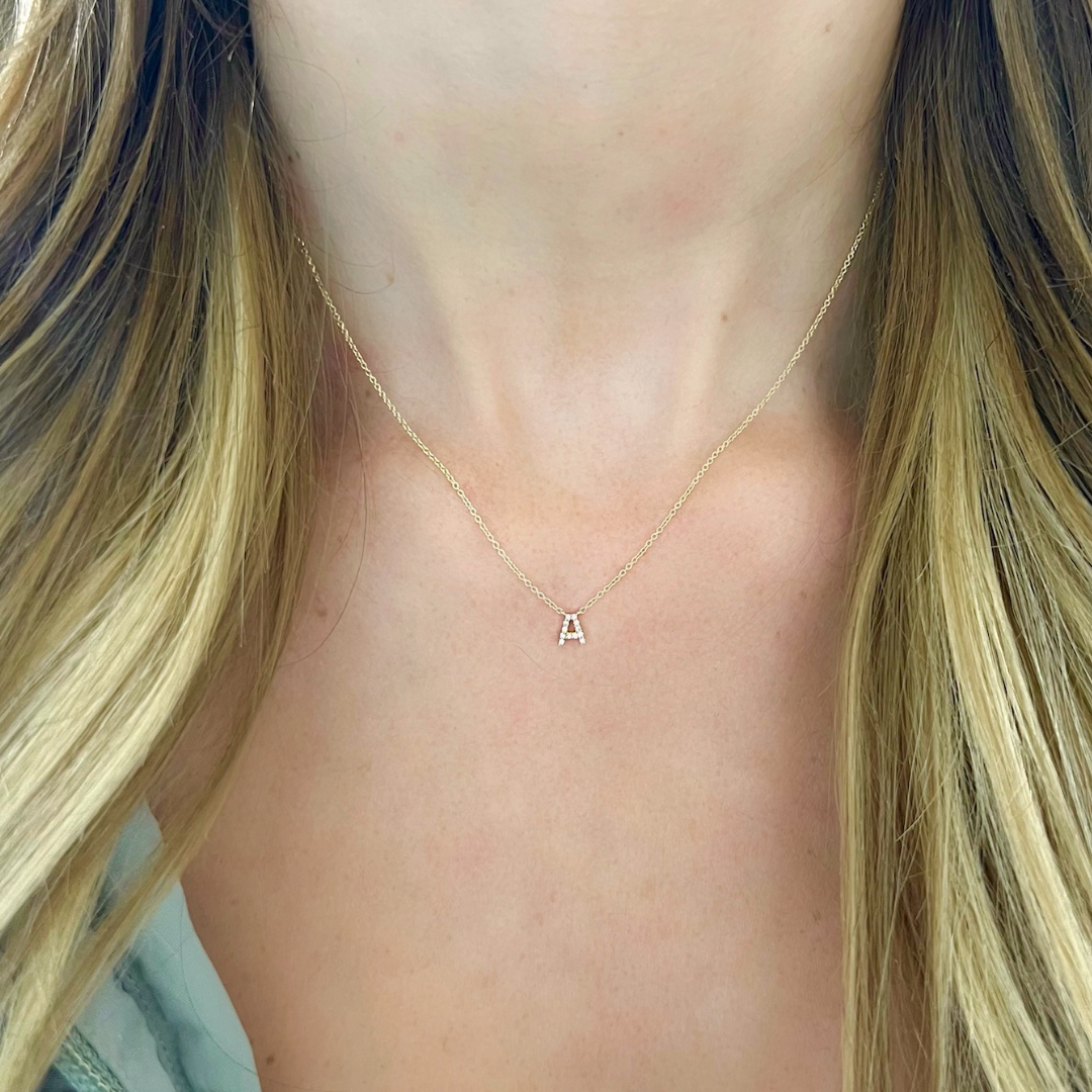 Tiny Diamond Initial Necklace RW Fine Jewelry