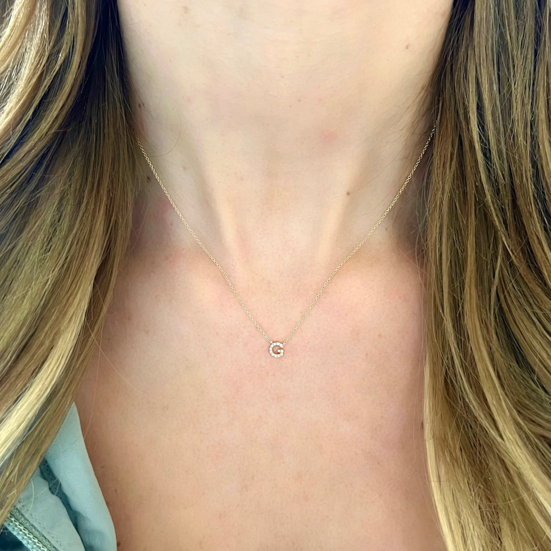 Tiny Diamond Initial Necklace