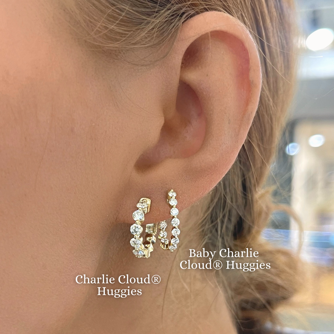 Baby Charlie Cloud® Double Sided Diamond Huggie Earrings 0.86 ctw
