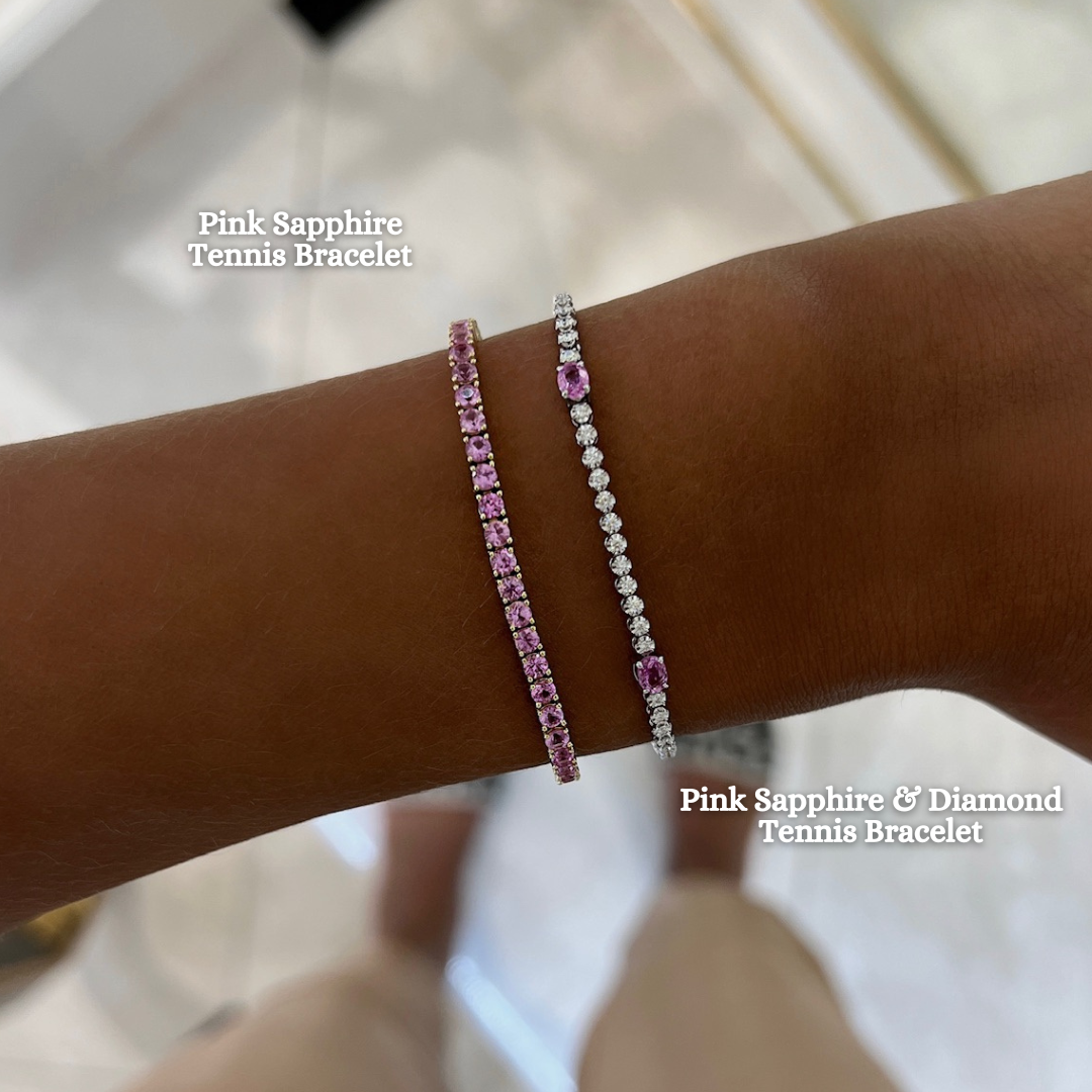 Pink Sapphire & Diamond Tennis Bracelet