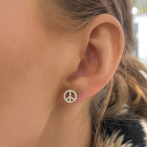 Marley Dainty Diamond Peace Sign Stud Earrings