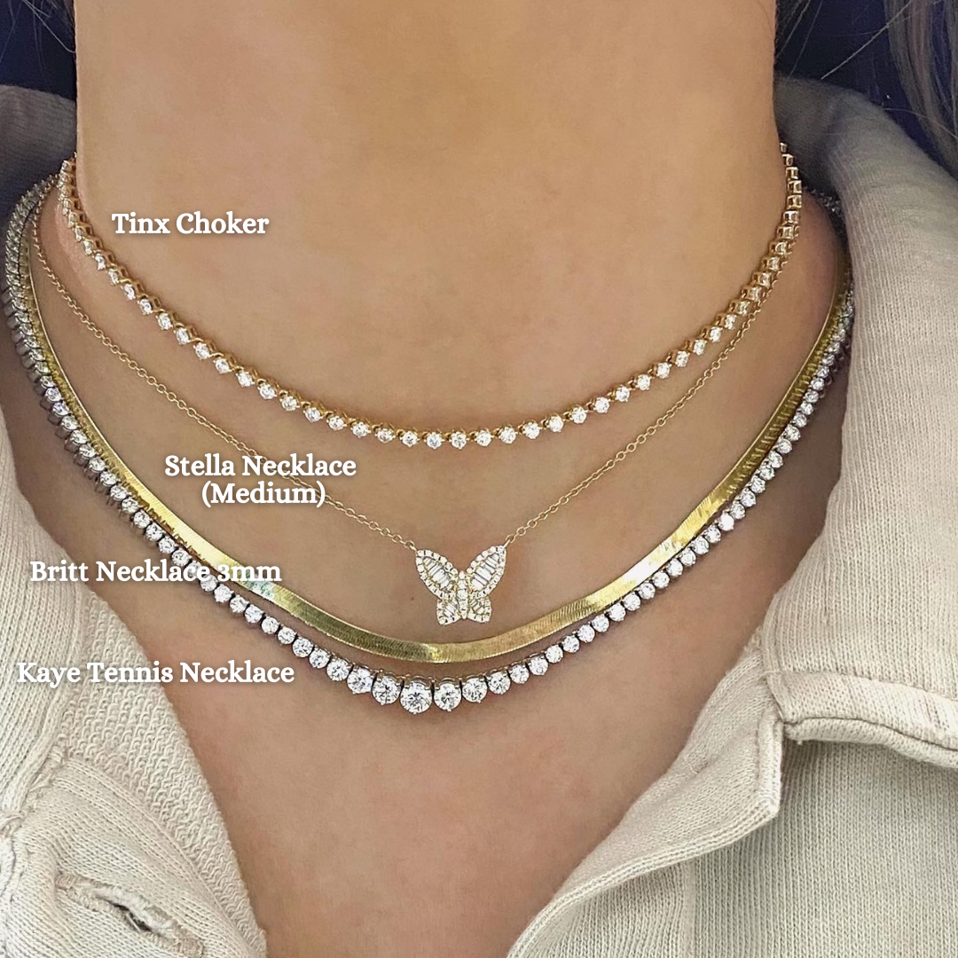 Stella Dainty Diamond Baguette Butterfly Necklace RW Fine Jewelry