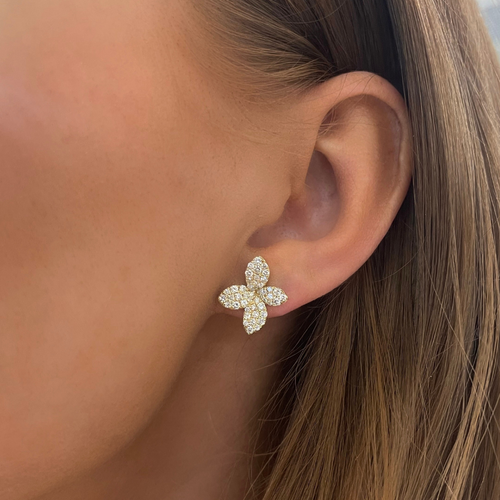 Octavia Pave Diamond Orchid Stud Earrings