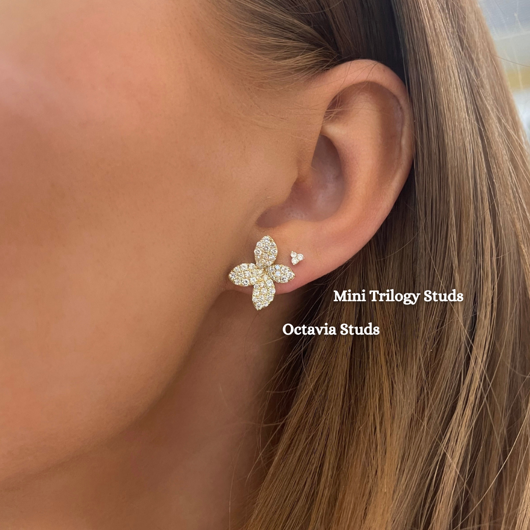 Octavia Pave Diamond Orchid Stud Earrings RW Fine Jewelry