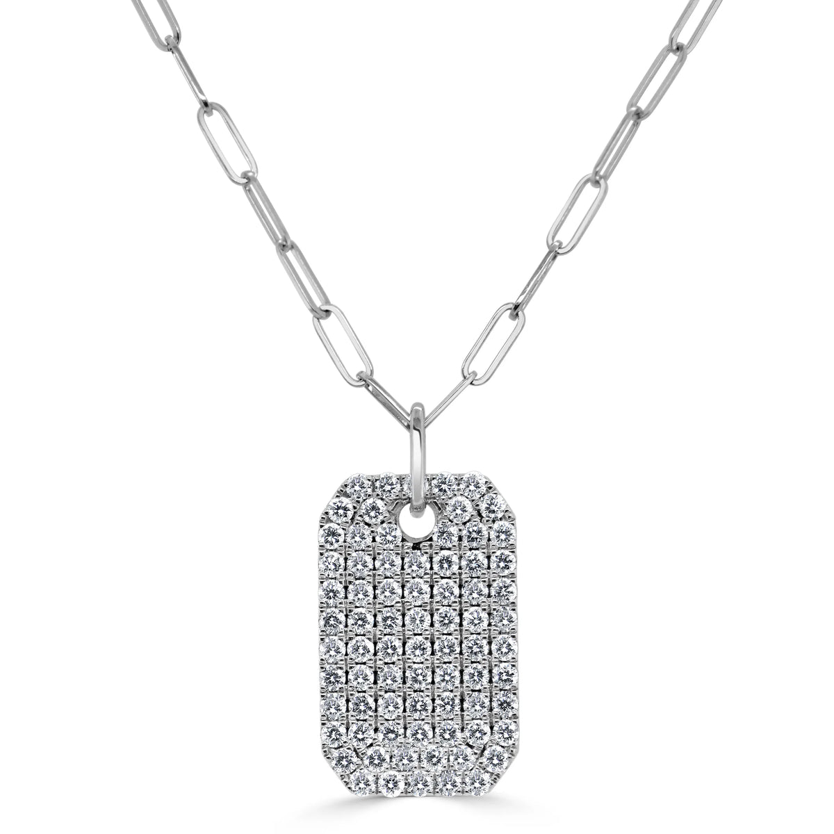 Zuko Pave Diamond Dog Tag Necklace