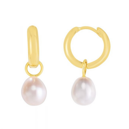 Tiana Fresh Water Pearl Drop Huggie Earrings