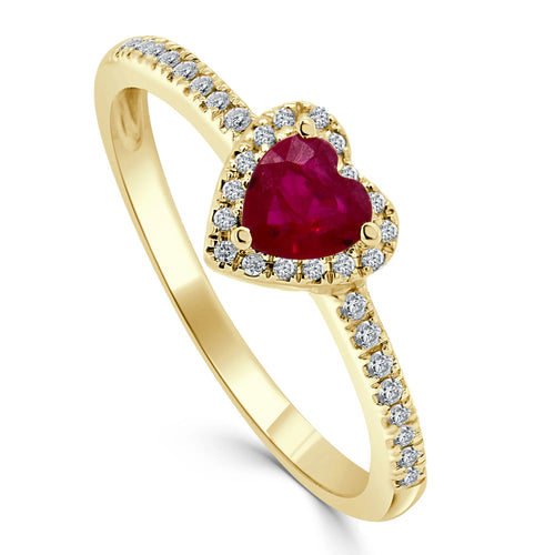 Birthstone Heart & Diamond Ring