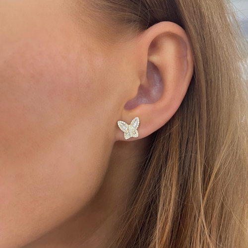 Stella Dainty Diamond Baguette Butterfly Stud Earrings