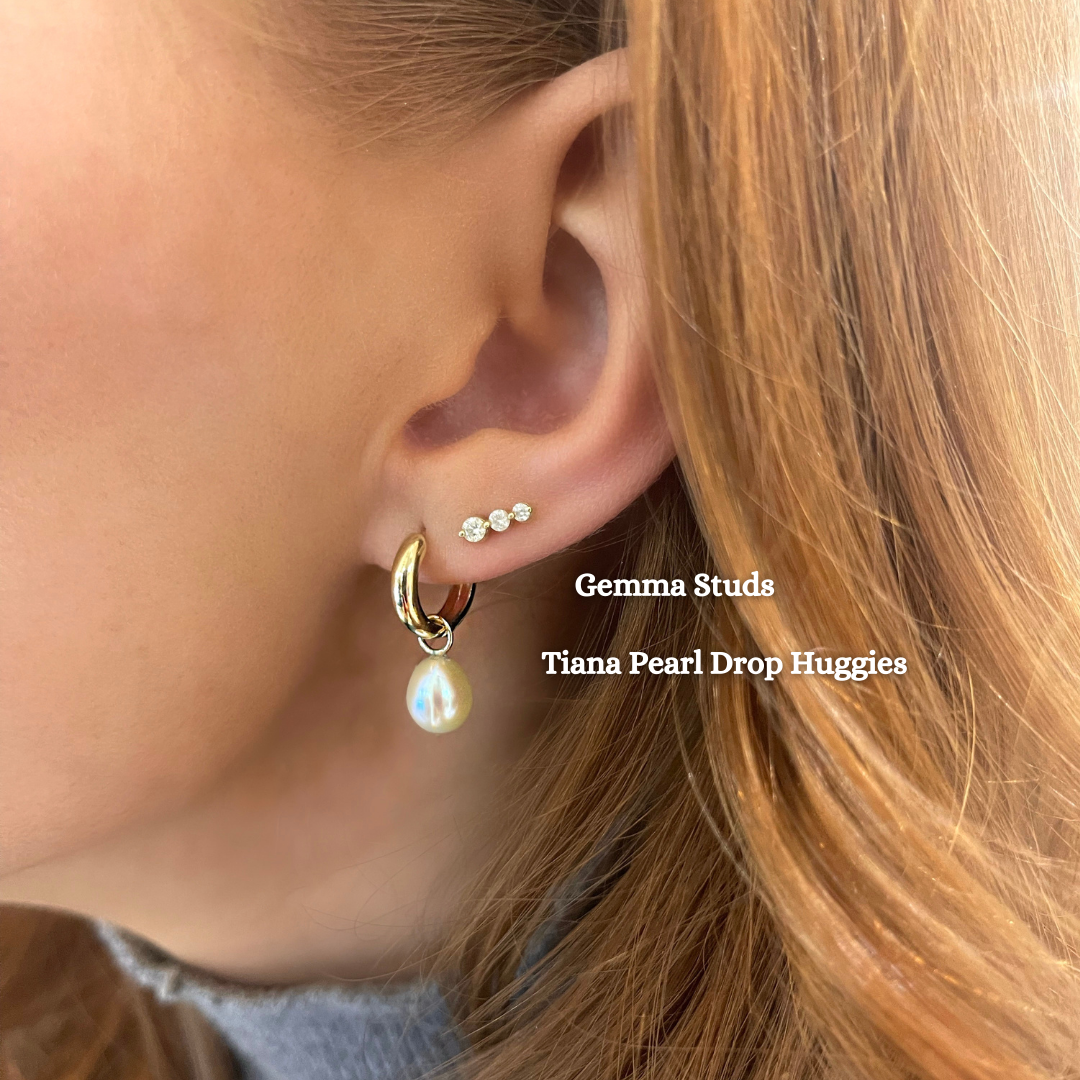 Tiana Fresh Water Pearl Drop Huggie Earrings
