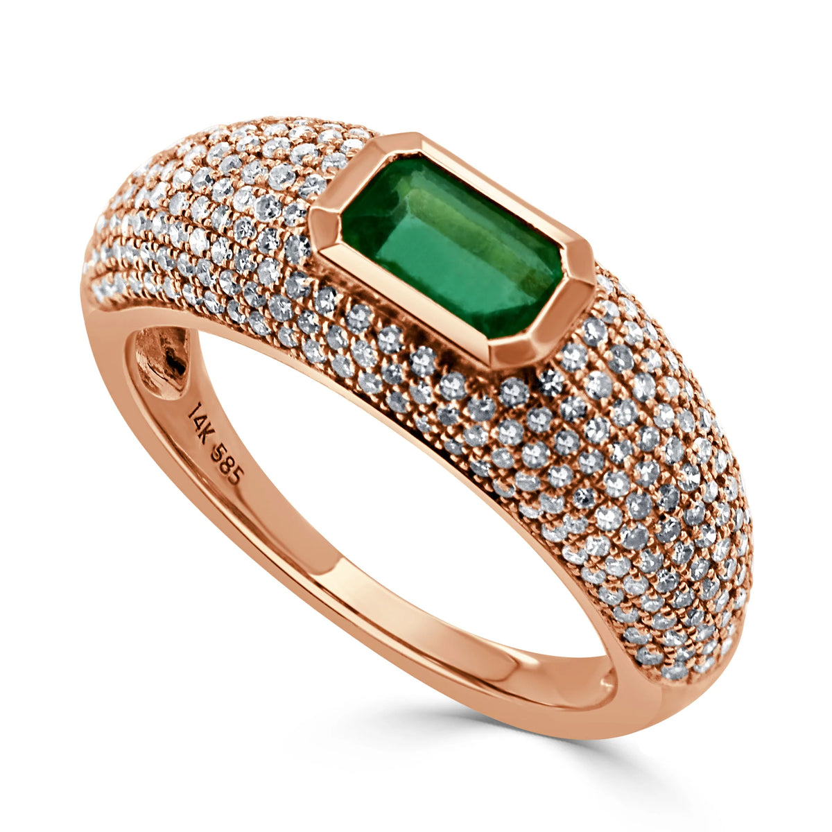 Vega Green Emerald & Pave Diamond Ring