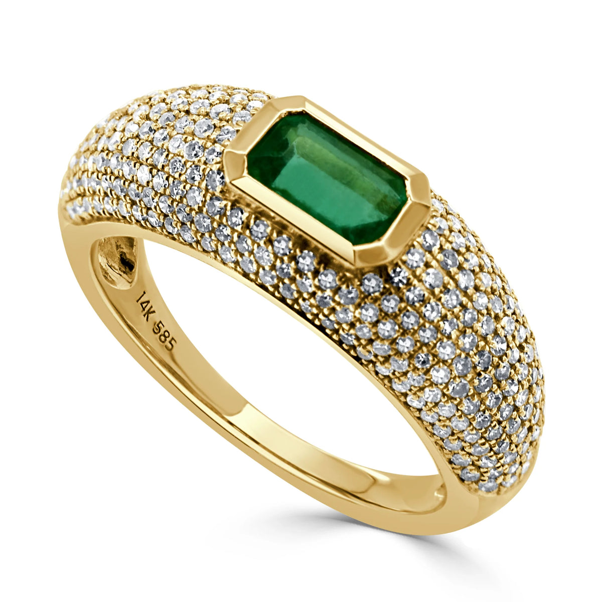 Vega Green Emerald & Pave Diamond Ring