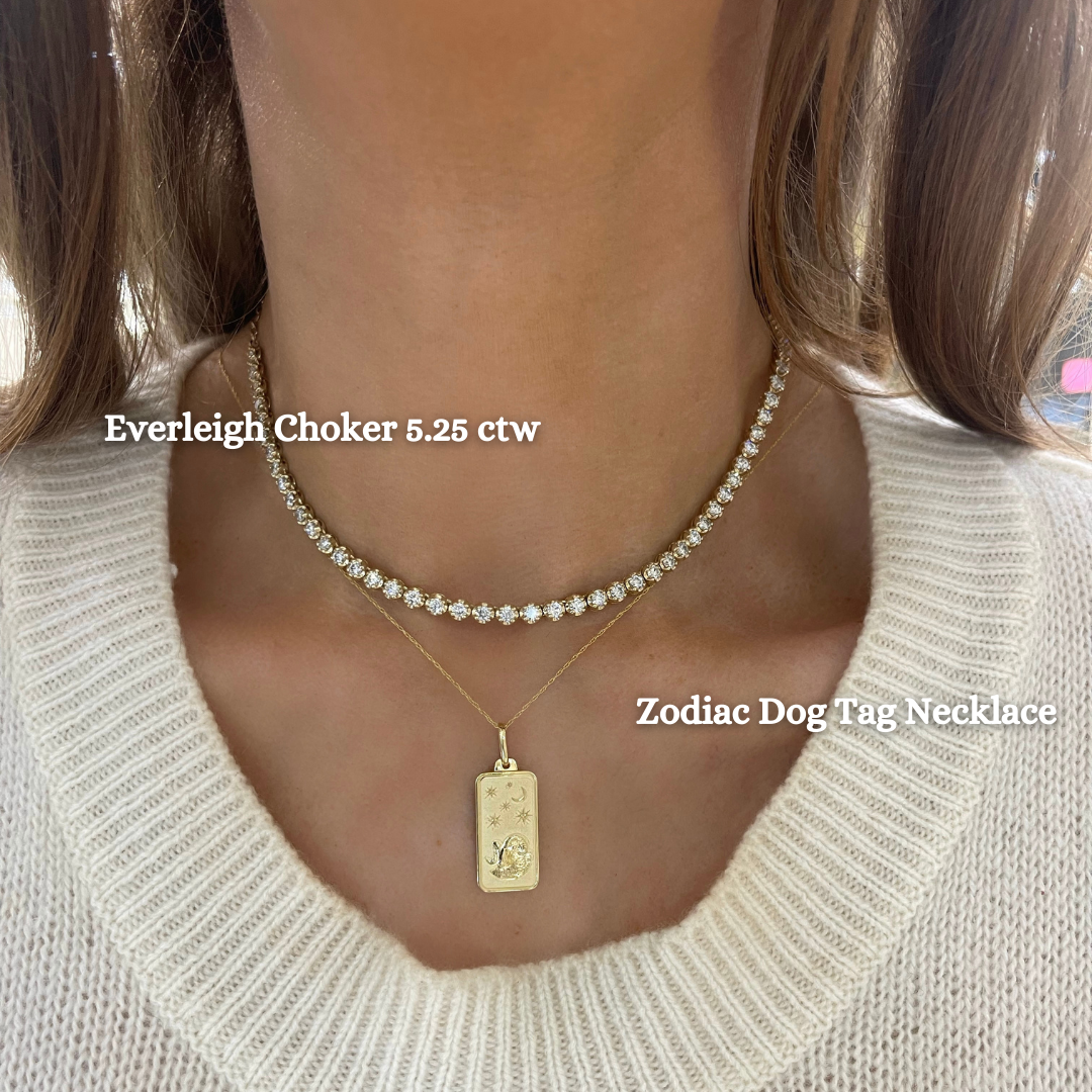 Zodiac 14k Gold Tag Necklace