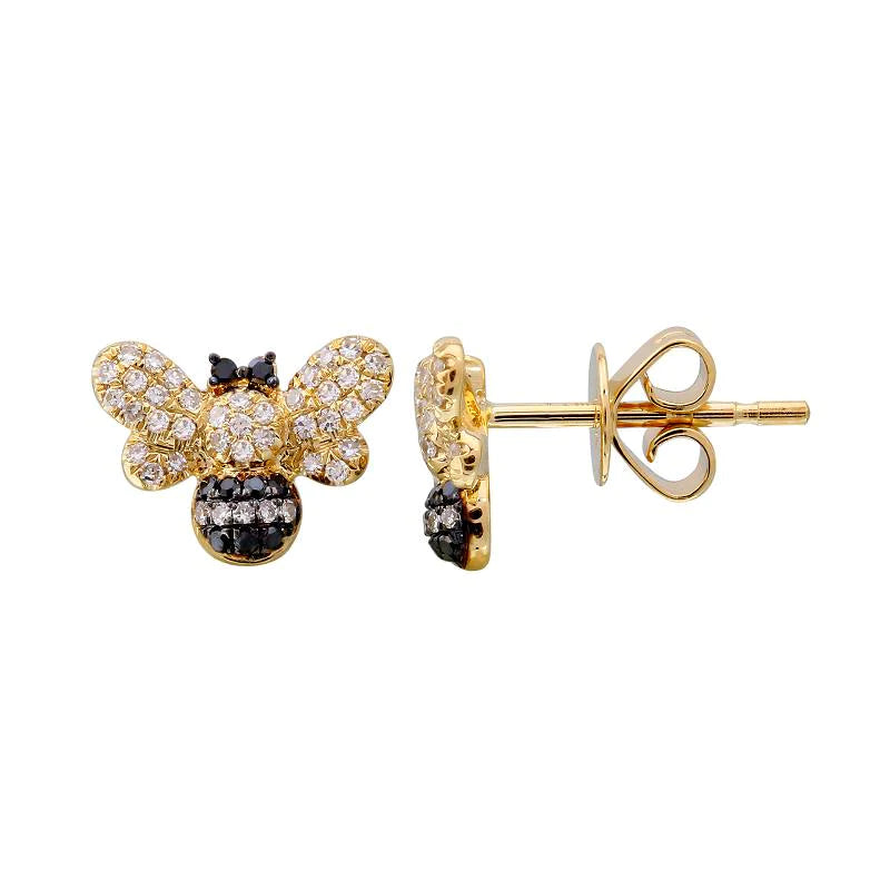 Queen Bee Diamond Bumble Bee Stud Earrings