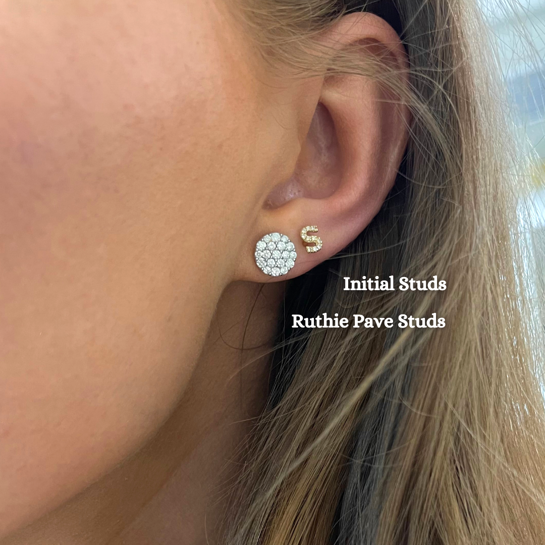 Initial Diamond Stud Earrings
