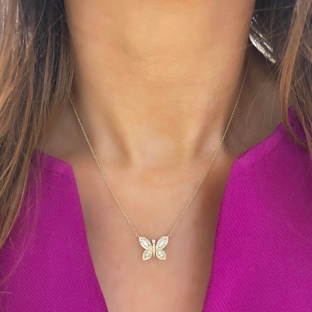 Sabrina Baguette Butterfly Necklace