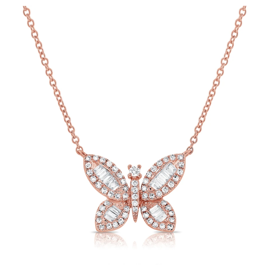 Sabrina Baguette Butterfly Necklace