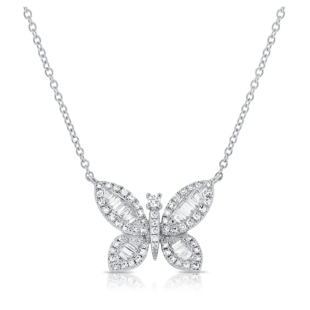 Sabrina Baguette Butterfly Necklace