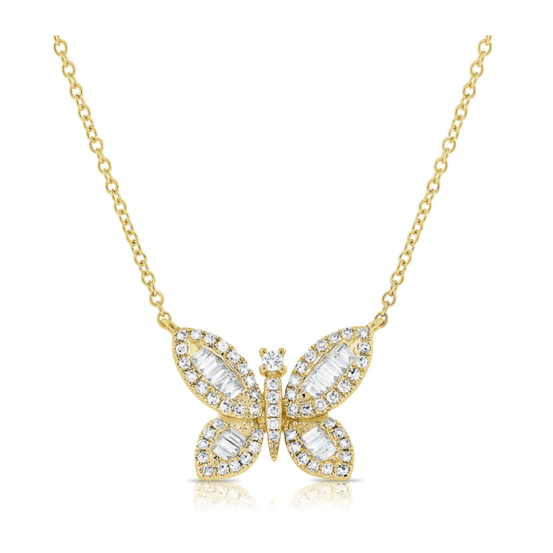 Sabrina Baguette Butterfly Necklace