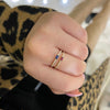 Ruby and Diamond Dainty Stacking Ring + Blue Sapphire Stacking Ring