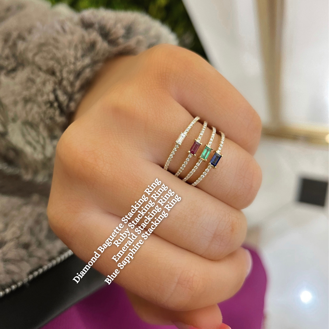Baguette Diamond Dainty Stacking Ring RW Fine Jewelry