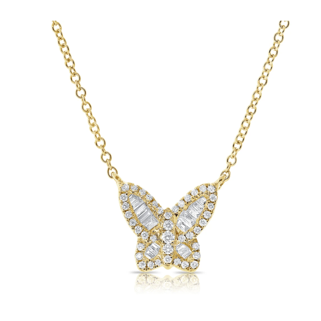 Stella Dainty Diamond Baguette Butterfly Necklace