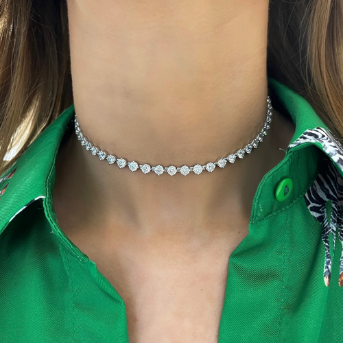 Diamond choker chain top womens