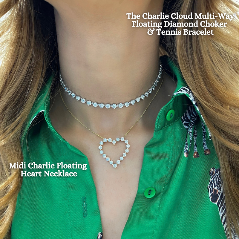 Midi Charlie Floating Diamond Heart Necklace 2.16 ctw RW Fine Jewelry