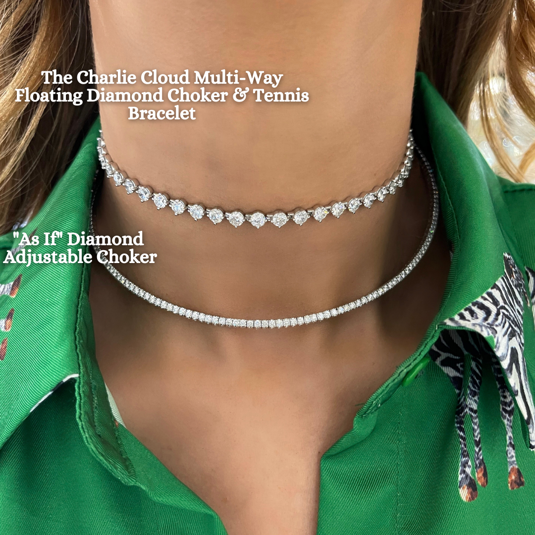 The Charlie Cloud Multi-Way Floating Diamond Tennis Bracelet & Choker Necklace 12.24 CTW 14K Yellow Gold