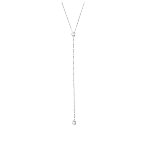 Two-Stone Diamonds By The Yard Lariat Necklace 0.18 ctw