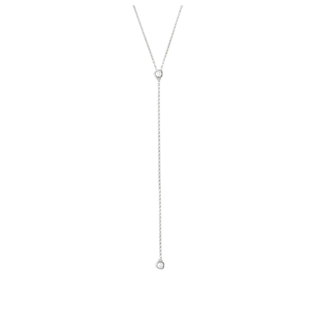 Two-Stone Diamonds By The Yard Lariat Necklace 0.18 ctw