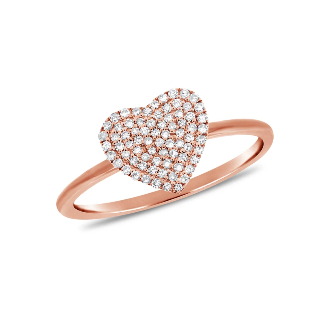 "Love You More" Pave Diamond Heart Ring