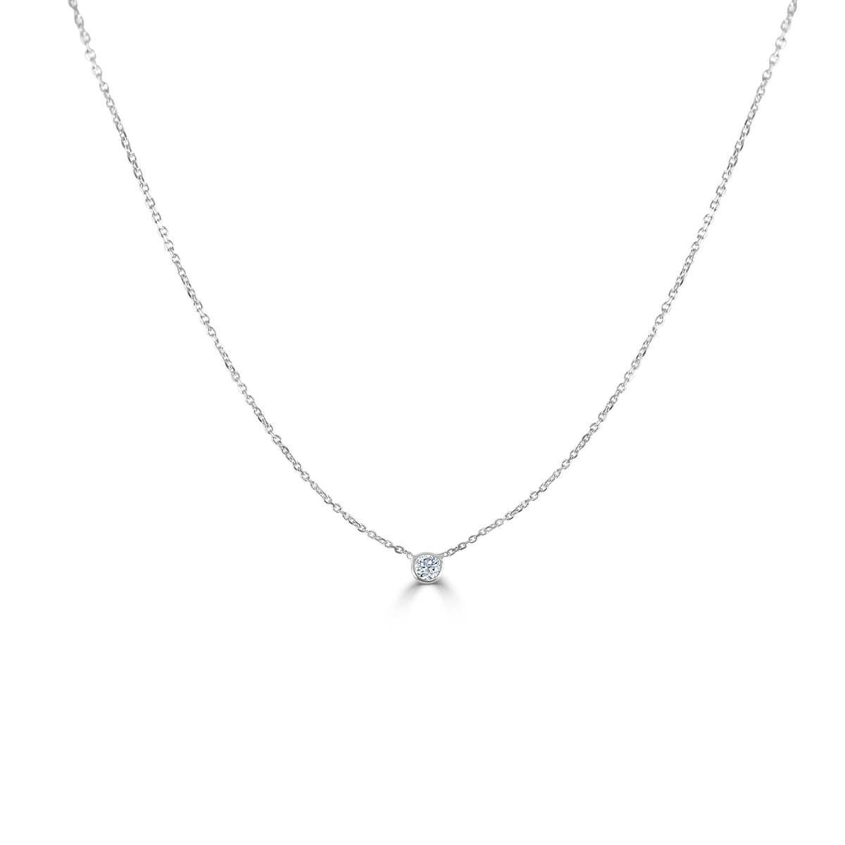 Annabelle Tiny Single Diamond Pendant Necklace WG