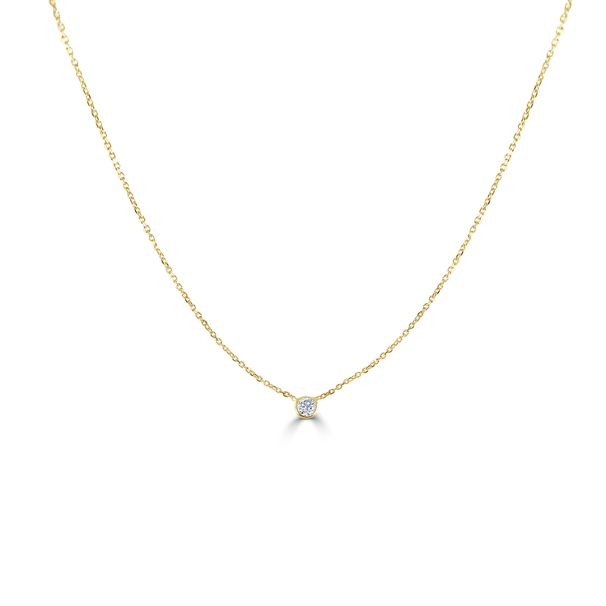 Annabelle Tiny Single Diamond Pendant Necklace YG