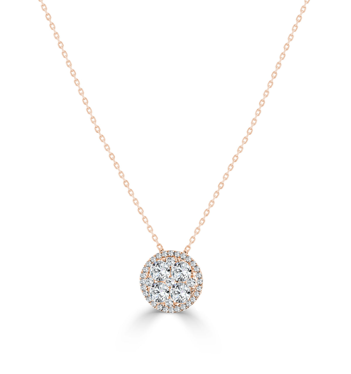 Natassia Round Pendant of Diamonds Necklace