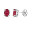 Ruby Oval Stud Earrings on 14k White Gold Studs