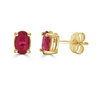 Ruby Oval Stud Earrings on 14k Yellow Gold Studs