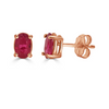Ruby Oval Stud Earrings on 14k Rose Gold Studs