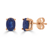 Blue Sapphire Oval Stud Earrings  on 14k Rose Gold Studs